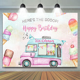 Lofaris Heres The Scoop Ice Cream Cart Sweet Birthday Backdrop